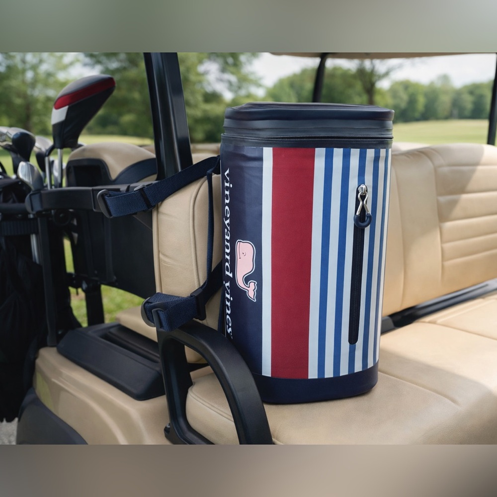 Vineyard Vines Golf Cart Cooler Patriotic Red White & Blue Stripe Cooler Bag